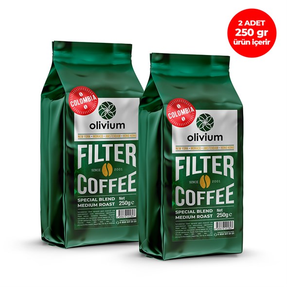 Olivium Öğütülmüş Colombia Kahve - ( 2 Adet 250 Gramlık Ürün Içerir)